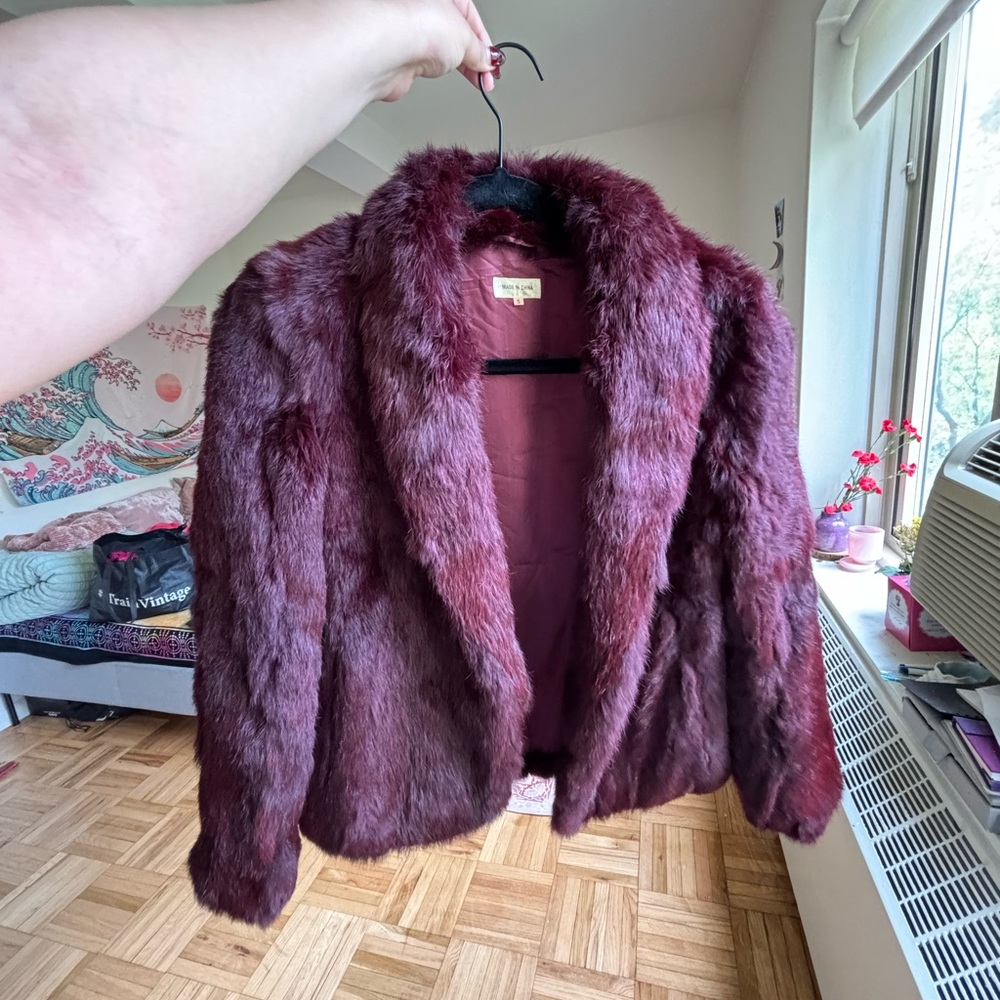Fur Jacket in Rich Burgundy